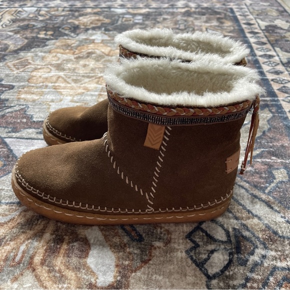 Laidbacklondon Crochet Ankle Boot Camel Suede Boots wool moccasins - Picture 1 of 8